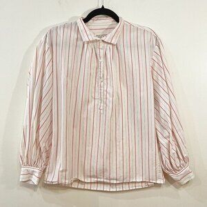 EUC Nili Lotan 100% Cotton Striped Blouse Red Cream XS